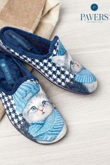 Pavers Blue Ladies Novelty Cat Slippers (472107) | €25