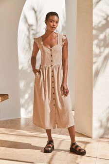 Robe viscose/lin à dos fantaisie