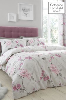 Catherine Lansfield Pink/Grey Floral Trail Duvet Cover and Pillowcase Set (473279) | 20 € - 34 €