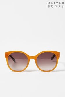 Oliver Bonas Orange Round Acetate Sunglasses (473588) | ₪ 251