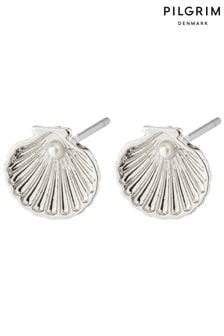 PILGRIM Silver Opal Seashell Earrings With a Little Bead (473855) | ₪ 101
