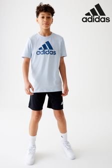أبيض - تيشرت قطن بشعار كبير ملابس رياضية من الأساسيات للأطفال من Adidas (474287) | 83 ر.س