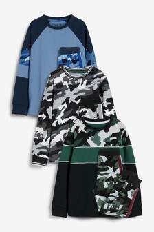 Blue Camouflage Cut & Sew Pyjamas 3 Pack (3-16yrs) (474319) | kr362 - kr469