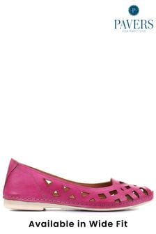 Pavers Womens Pink Cut Out Leather Ballerina Pumps (474428) | ₪ 186
