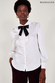 Белая атласная блузка с оборками Monsoon Sally (474915) | €39