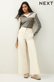 Stone Natural Wide Leg Chino Cargo Trousers (475697) | ₪ 117
