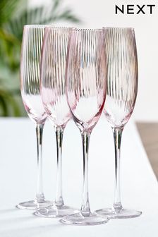Pink Sienna Set of 4 Flute Glasses (475787) | $43