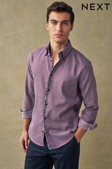 Textured Trimmed Double Collar Shirt