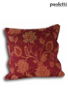 Riva Paoletti Burgundy Red Zurich Floral Jacquard Feather Cushion (476528) | $73