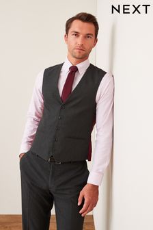 Charcoal Grey Wool Mix Textured Suit Waistcoat (476870) | 19 BD