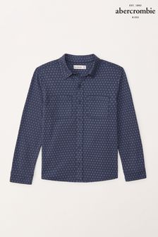 Abercrombie & Fitch Blue Long Sleeve Blue Logo Shirt