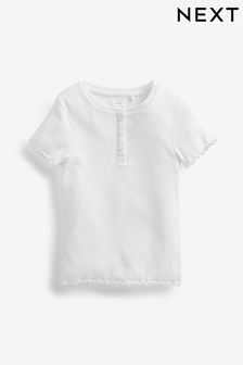 White Ribbed Placket T-Shirt (3-16yrs) (477659) | €7 - €13