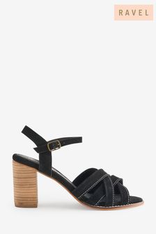 Ravel Black Block Heel Suede Leather Sandals (478619) | AED360