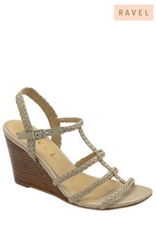Ravel Cream Leather Wedge Sandals With Strappy Upper (479006) | €94