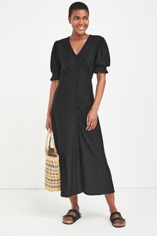 Robe mi-longue à col