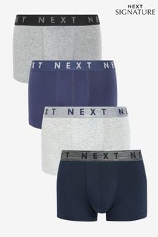 Signature Blue/Grey Modal 4 pack Hipster Boxers (479391) | €19