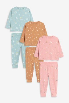 Rouille/rose motif floral - Lot de 3 pyjamas avec pantalons de jogging (9 mois - 16 ans) (479575) | €27 - €39