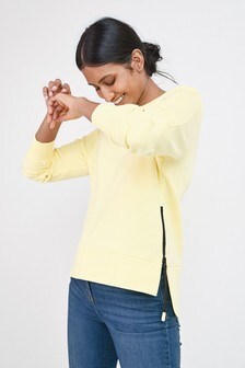 Zip Crew Neck Top