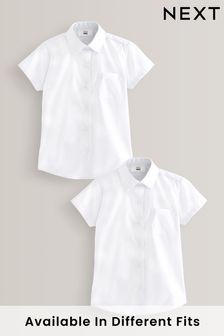 White - 2 Pack Short Sleeve School Shirts (3-17yrs) (480780) | BGN26 - BGN46