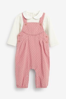 Pink Spot Cord Dungarees And Bodysuit (0mths-2yrs) (481410) | €10 - €11