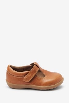 Tan Brown            Little Luxe™ Leather T-Bar Shoes (481419) | $41 - $48