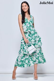 Зеленое креповое платье макси с оборками Jolie Moi Della (481428) | €51