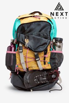 Orange Colourblock Next Active Sports 30L Hiking Bag With Waterproof Cover (481559) | kr568