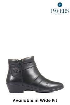 Pavers Black Leather Ladies Ankle Boots (481609) | ₪ 210