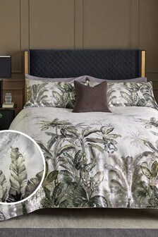 Tropical Jacquard Metallic Duvet Cover and Pillowcase Set