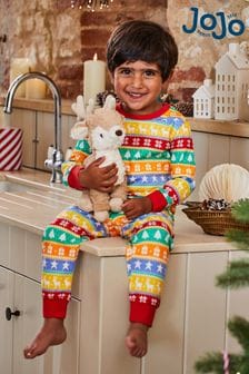 JoJo Maman Bébé Red Kids' Christmas Jersey Pyjamas (482447) | €36