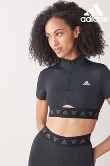 adidas Black ISC Cropped Zip T-Shirt (483046) | €17.50