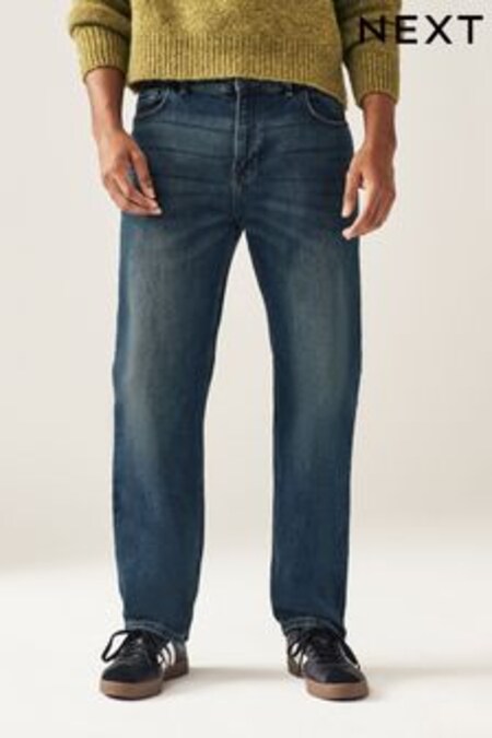 Tmavomodrá - Next nevyhnutné elastické rovné džínsy (483151) | €28
