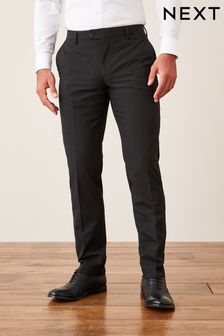 Black Slim Wool Mix Textured Suit: Trousers (483520) | €25