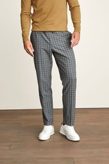 Light Grey Slim Tapered Check Motion Flex Co-Ord: Joggers (483625) | €27