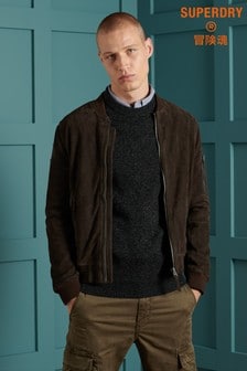 Superdry Brown Suede Bomber Jacket (483847) | $330