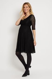JoJo Maman Bébé Black V-Neck Lace Dress (484081) | €64