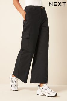 Black Wide Leg Chino Cargo Trousers (484468) | AED70