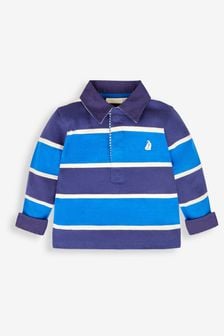 JoJo Maman Bébé Blue Boys' Stripe Rugby Top (485281) | $39