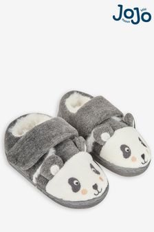 JoJo Maman Bébé Grey Girls' Panda Easy On Slippers (485952) | €27