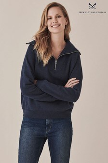Sweat à enfiler Crew Clothing Company bleu avec col zippé
