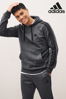 Dunkelgrau - Adidas Essentials Fleece-Kapuzensweatshirt mit 3 Streifen (486287) | 60 €