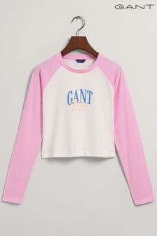 Gant Langärmeliges Top in Slim Fit mit kontrastierenden Raglan-Ärmeln, Rosa (486861) | 27 €