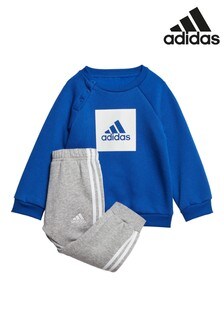 Комплект из синего топа с круглым вырезом и спортивных штанов для малышей adidas