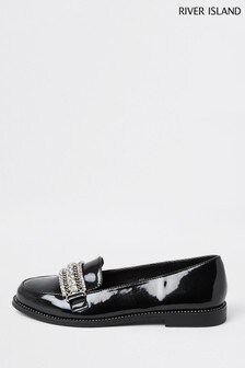 Chaussures plates River Island noires ornées