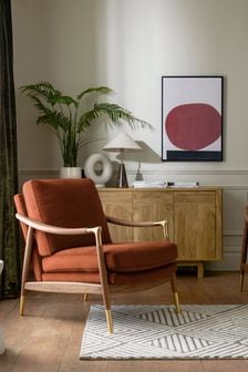 Soft Velvet Rust Brown Bronx Effect Frame Flinton Wooden Accent Chair (4873T6) | €460