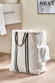 Natural Monochrome Pocket Laundry Basket (487897) | $50