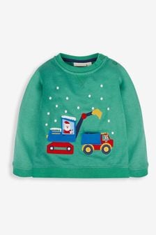 Bagger mit Weihnachtsmann, Grün - Jojo Maman Bébé Sweatshirt mit Applikation (489807) | 39 €