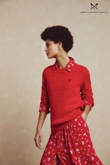 Rdeča - Progast pulover z okroglim ovratnikom Crew Clothing Heritage (490131) | €63