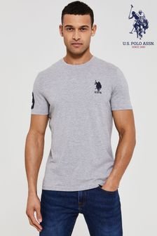 رمادي بخيوط شاحبة - تيشرت رجالي بشعار كبير من U.s. Polo Assn (490353) | 166 د.إ