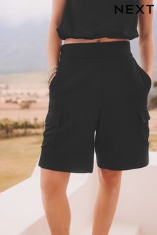 Black Summer Knee Shorts With Linen (490387) | BGN 53